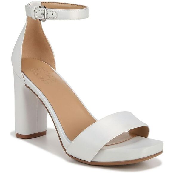 Naturalizer Womens Joy White Leather Square Toe Dress Sandals Heels NWOB - Picture 1 of 4